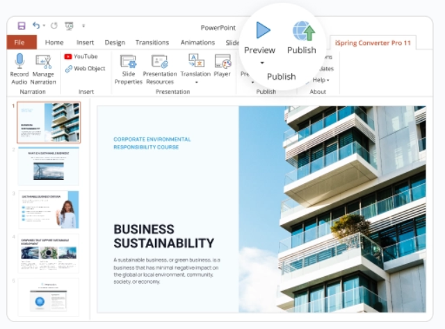 iSpring Converter Pro integrated in PowerPoint
